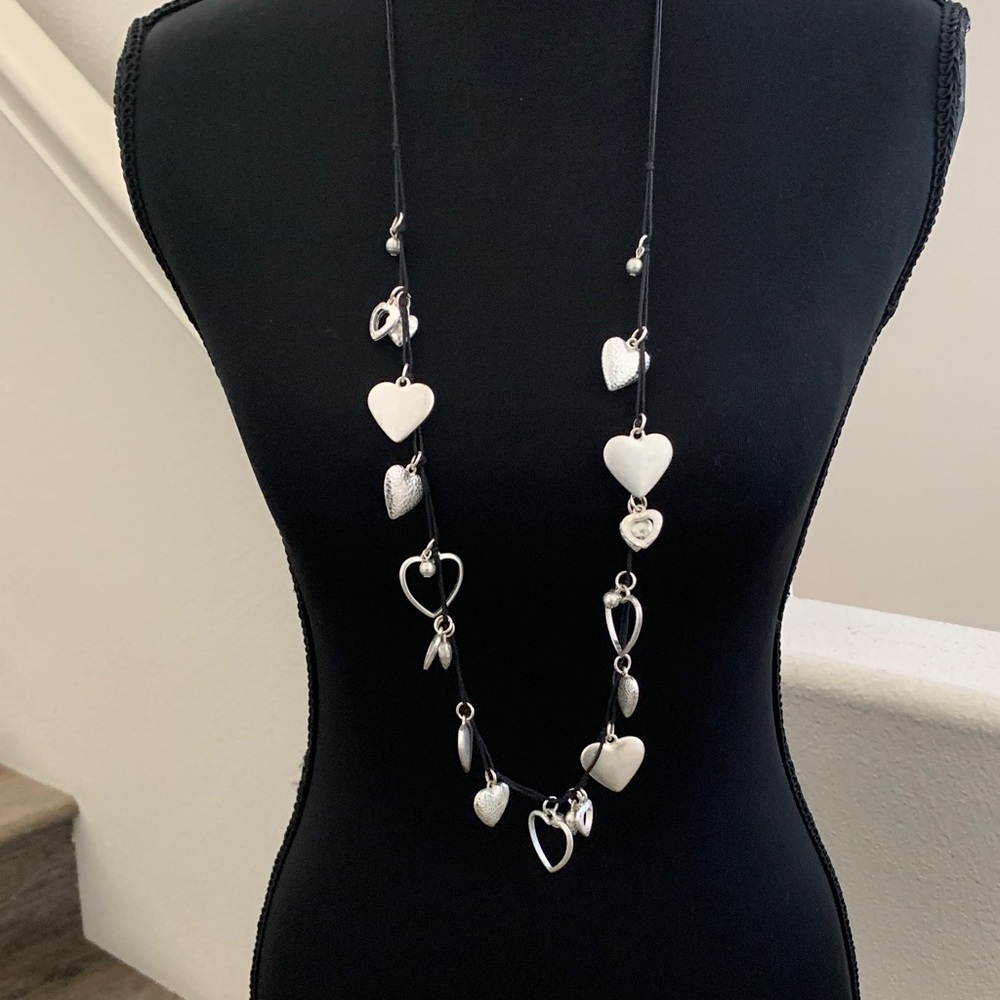 M&S Silver Heart Charm Long Necklace.